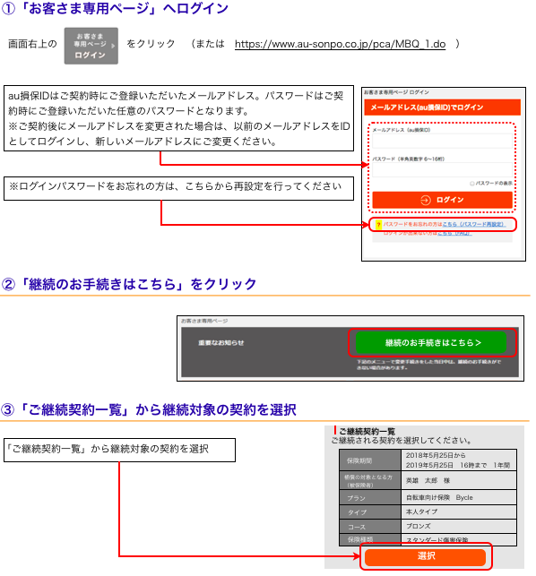 継続の手続きの方法を知りたい